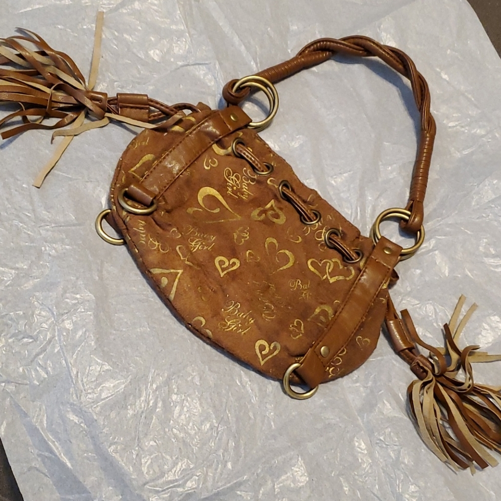 Suede twisted leather handle purse